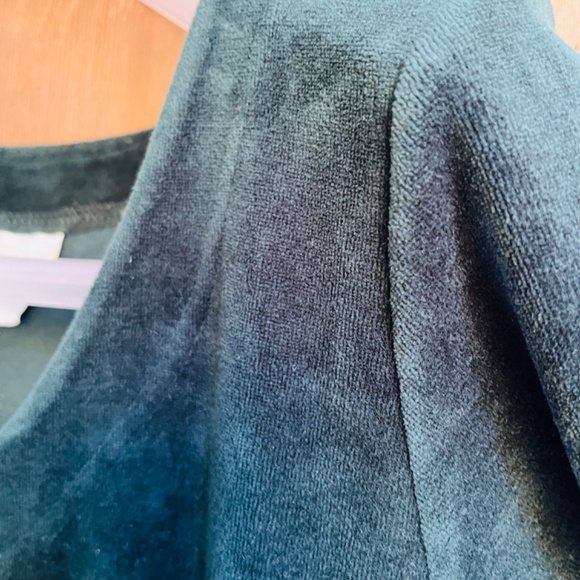 Cotton Ginny Rare Vintage Christmas Cotton  Velvet Midi Emerald Green Dress SP - Picture 5 of 12